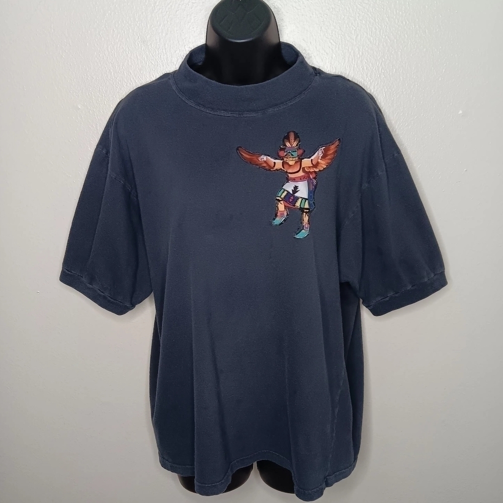 Vintage 80s Gitano Womens 2XL T-shirt Native Tribal Single Stitch Black 38/18W